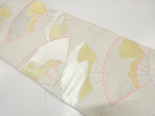 扇に雲模様織り出し　袋帯